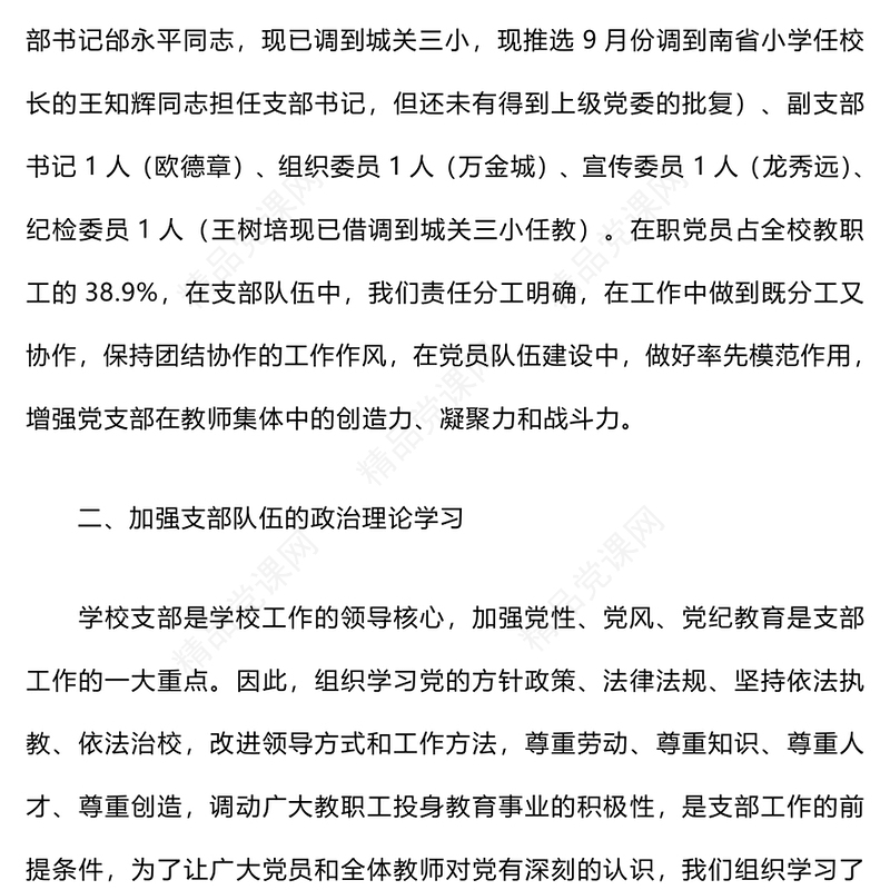 2024年学校党建工作总结模板