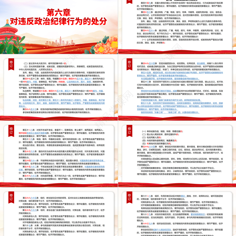 中国共产党纪律处分条例解读（2023年新旧对照版）PPT红色精美纪律处分条例新变化党课课件