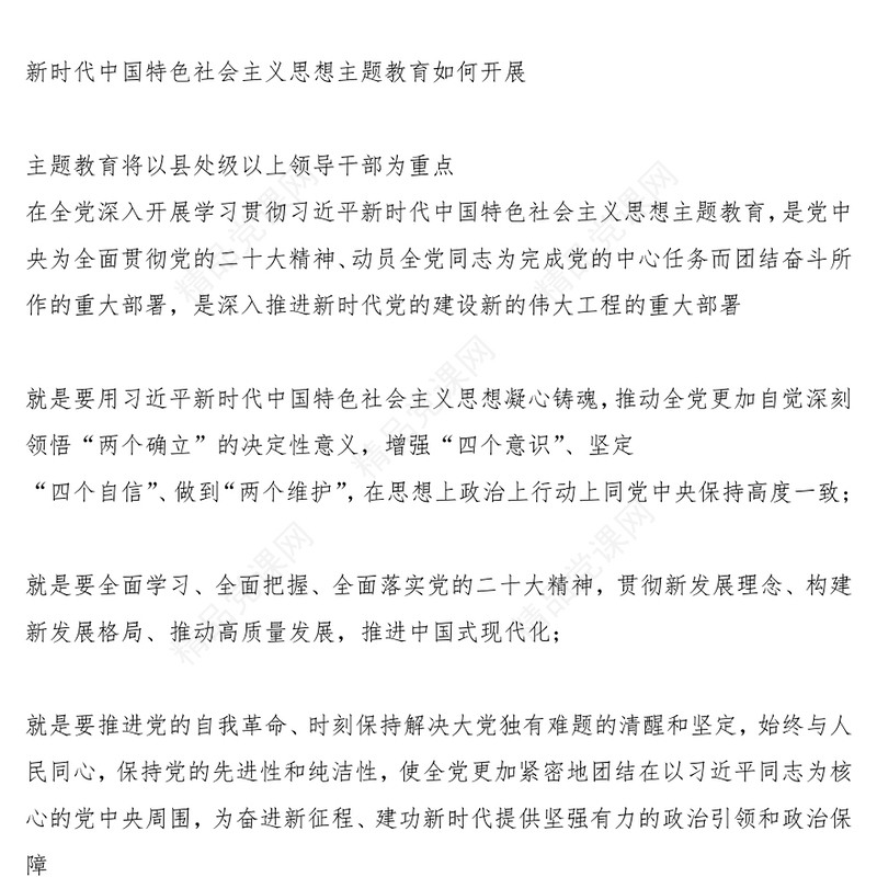 2023新时代中国特色社会主义思想主题教育如何开展ppt大气精美风党员干部学习教育专题党课课件模板(讲稿)