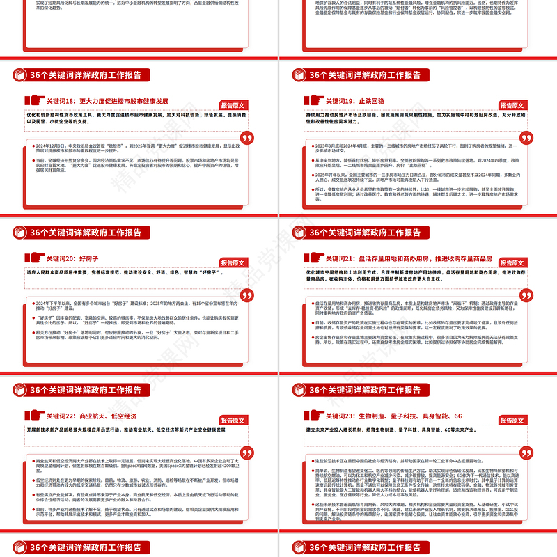 精美简洁36个关键词详解2025政府工作报告PPT两会精神学习课件