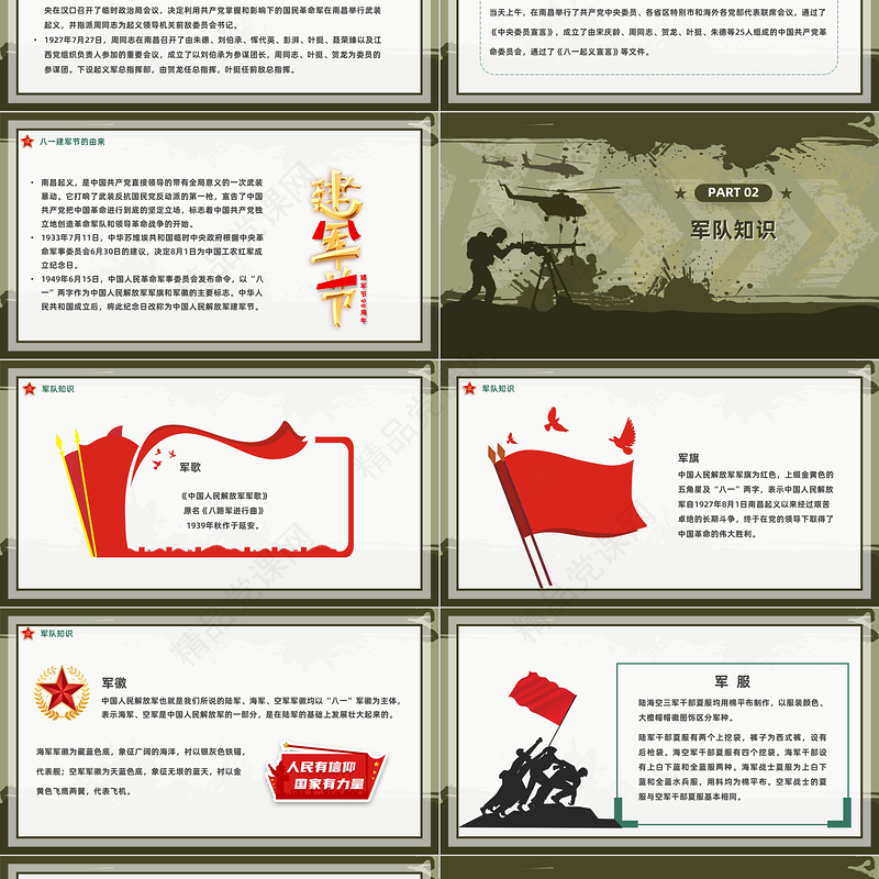 2024中国梦强军梦PPT简约风庆祝中国人民解放军建军96周年专题党课下载