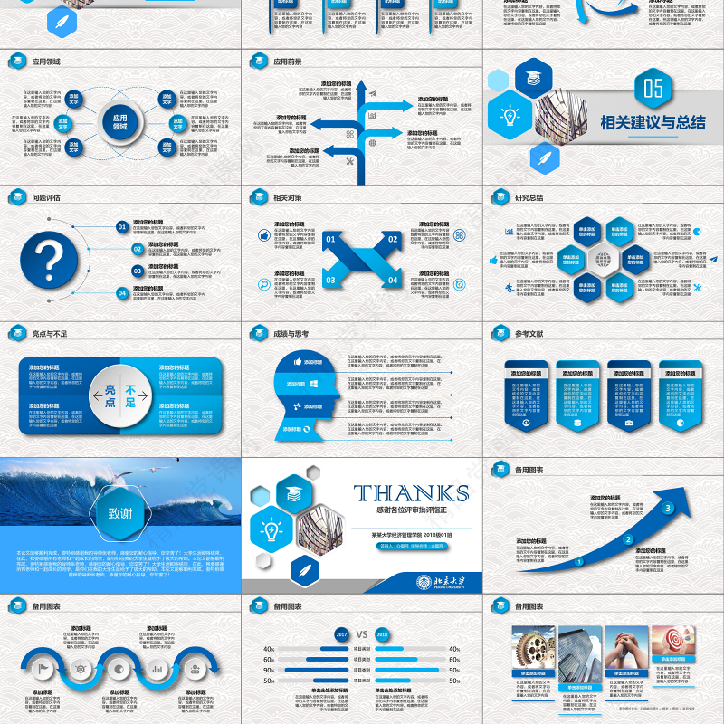 实用蓝色开题报告毕业论文答辩PPT模板