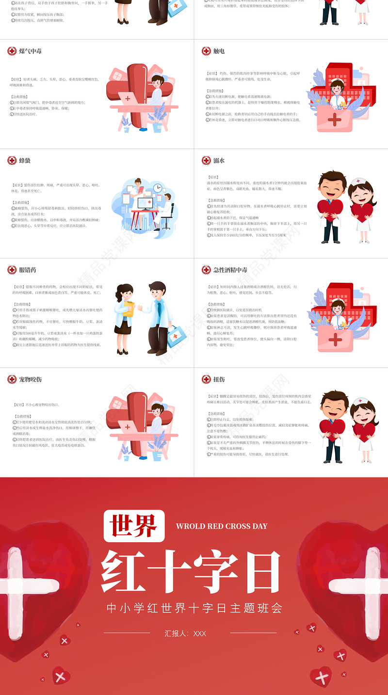 世界红十字日PPT卡通风红十字日知识宣讲主题课件模板