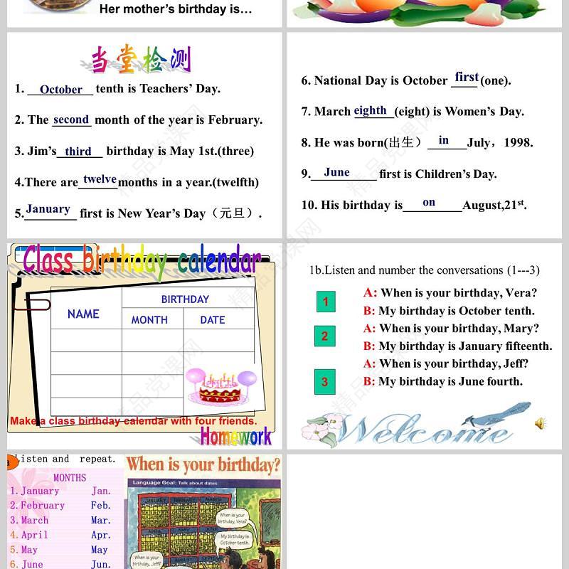  When is your birthday英语课件PPT模板