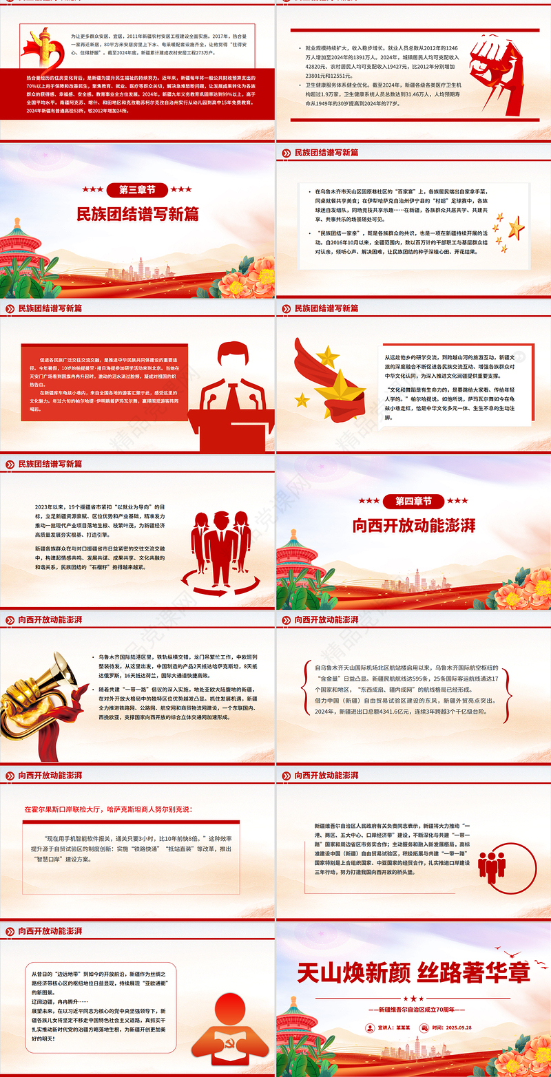 新疆维吾尔自治区成立70周年PPT天山焕新颜丝路著华章课件下载