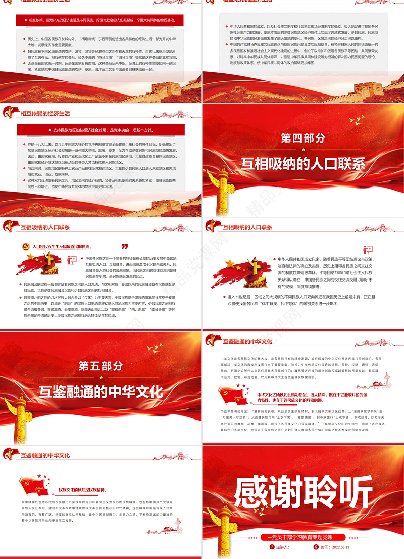 中华民族共同体意识的形成与铸牢PPT党政风优质风党员干部学习教育专题党课