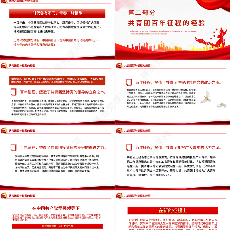 青春心向党建功新时代PPT精品庆祝中国青年团成立100周年课件模板