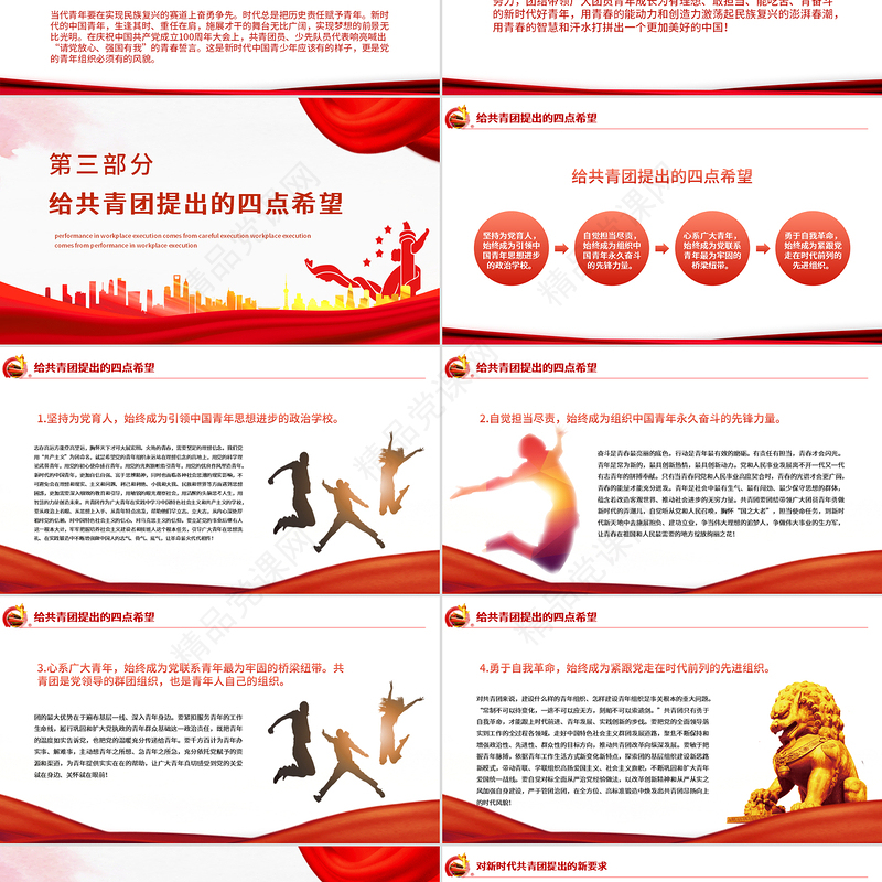 青春心向党建功新时代PPT精品庆祝中国青年团成立100周年课件模板