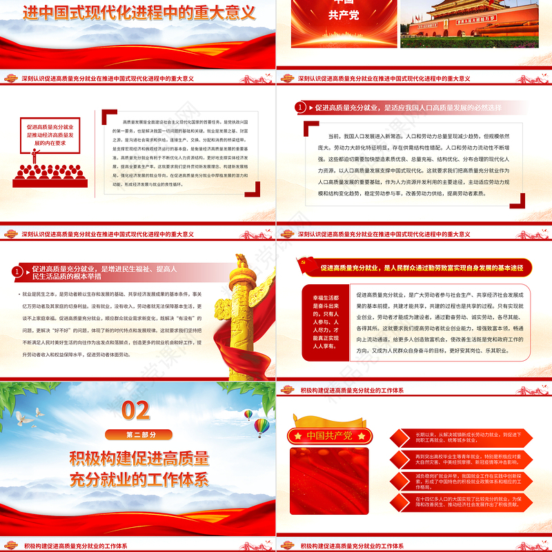 2024以高质量充分就业助力中国式现代化PPT大气精美党员干部学习教育专题党课