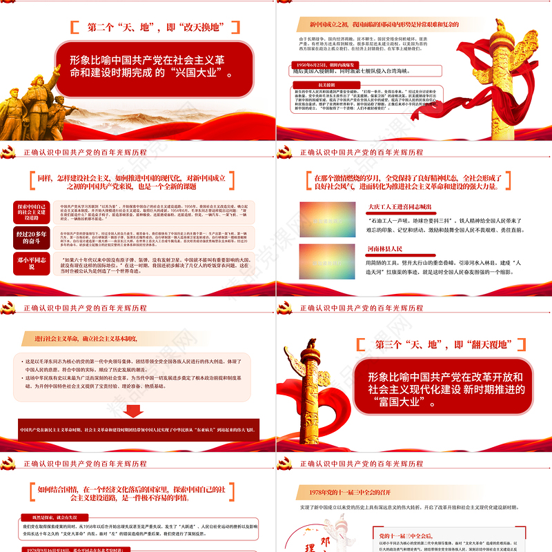 学习回顾党的光辉历程PPT党政风以实际行动迎接党的二十大专题党课课件模板