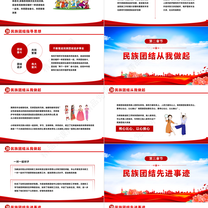 2022石榴花开迎盛世民族团结谱新篇PPT红色简约民族团结先进事迹指导思想主题教育主题班会课件模板