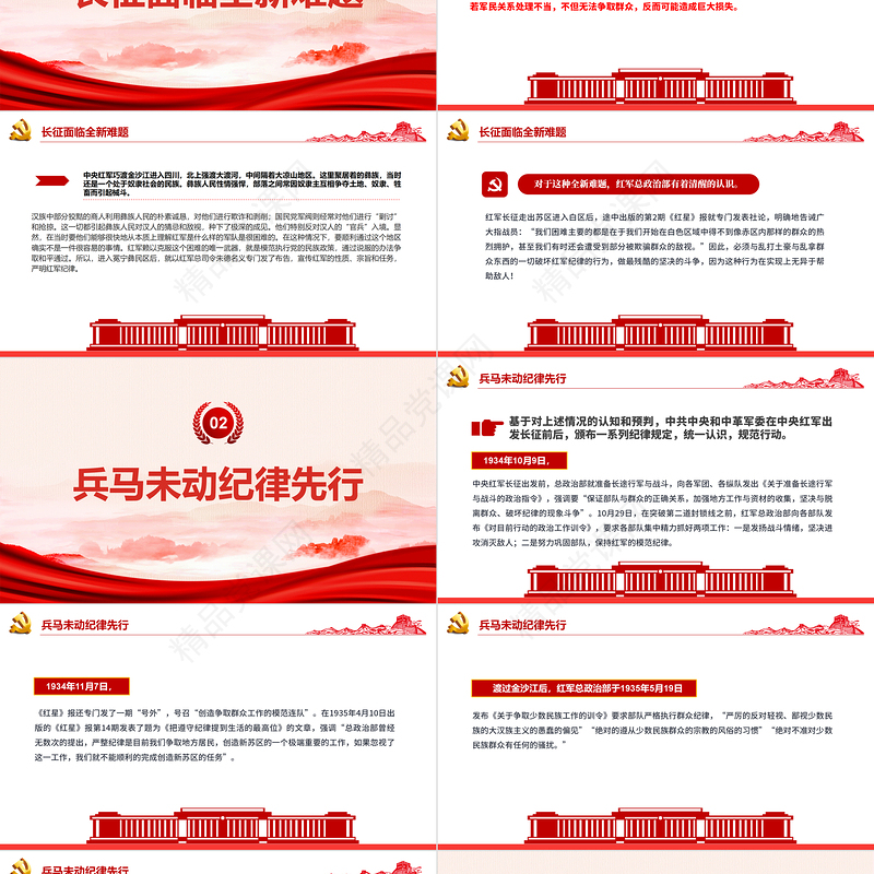 2024党史党纪专题PPT红色大气长征中红军怎样严明群众纪律微党课