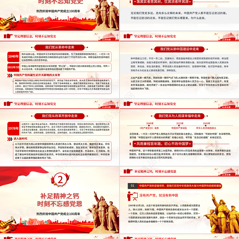 2021党政风优质党建风知党史感党恩跟党走不忘初心建党100周年党课PPT