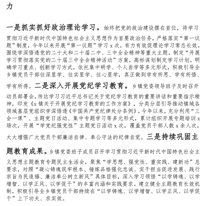 乡镇2024年党建工作总结和2025年工作计划范文下载