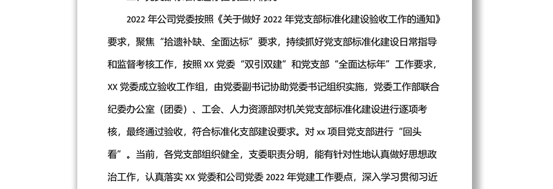 x公司党支部标准化建设工作总结汇报