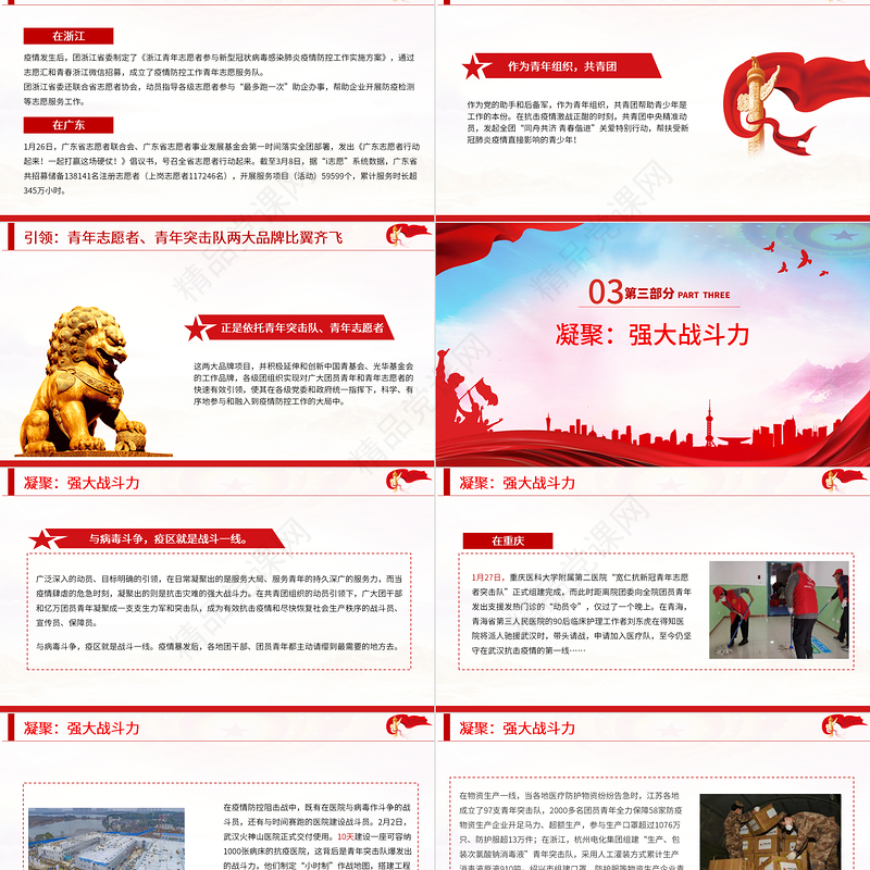 同心抗疫正当时青春聚力勇担当PPT红色党政风战疫中的共青团组织团委团支部团课课件