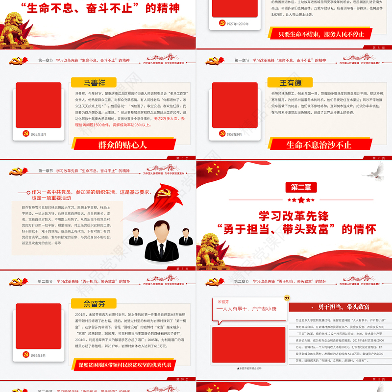 学习改革先锋争当合格党员PPT红色简约风2022年党支部单元培训专题课件模板下载