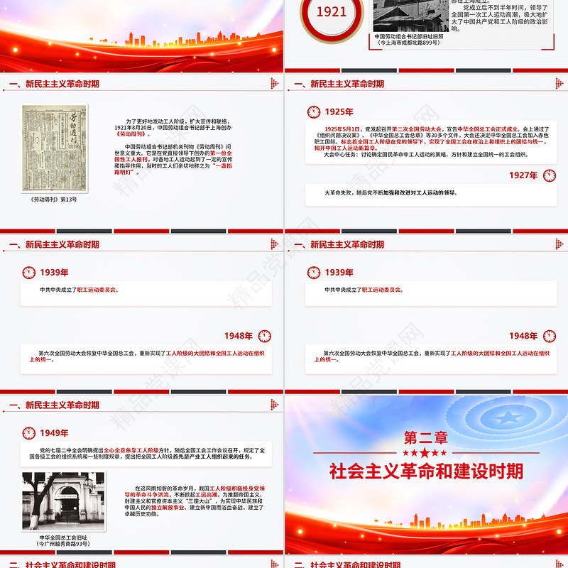 创意风2025庆祝中华全国总工会成立100周年回顾百年工运史汲取奋进力量PPT课件模板