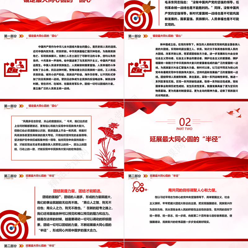 努力画好强国建设民族复兴最大同心圆 ppt经典大气贯彻落实习近平统战思想微党课课件