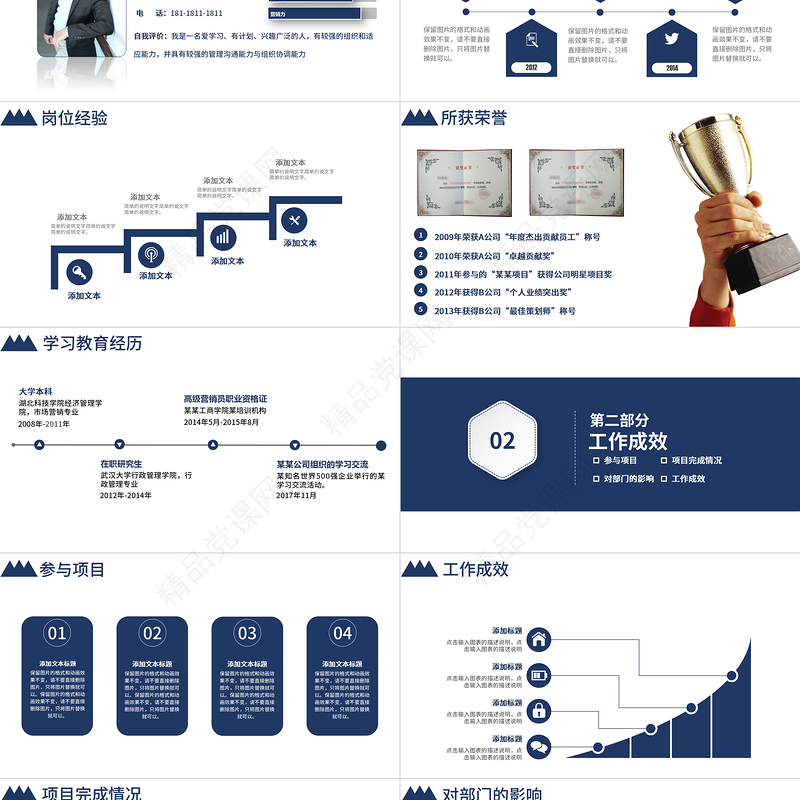 2022个人竞聘简历简历蓝色精致面试求职职级晋升竞岗内部岗位竞聘报告