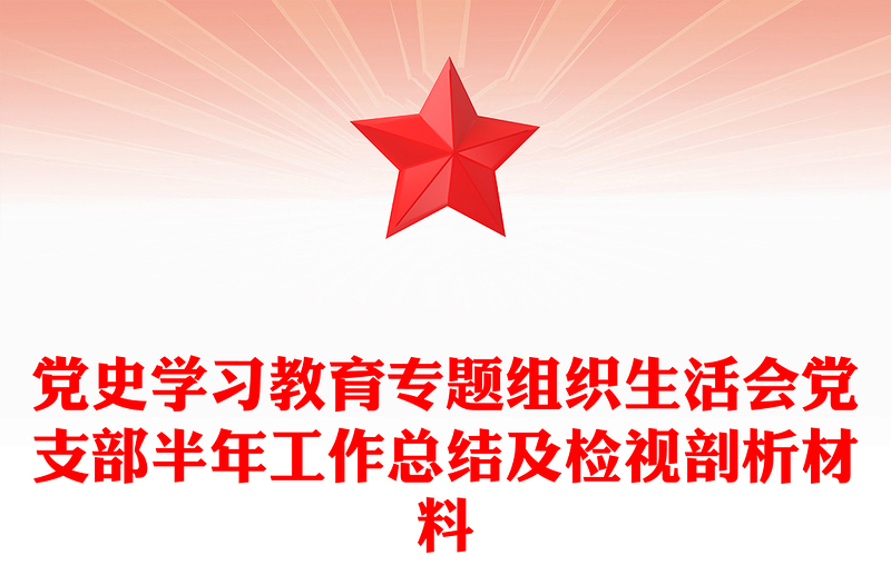 党史学习教育专题组织生活会党支部半年工作总结及检视剖析材料