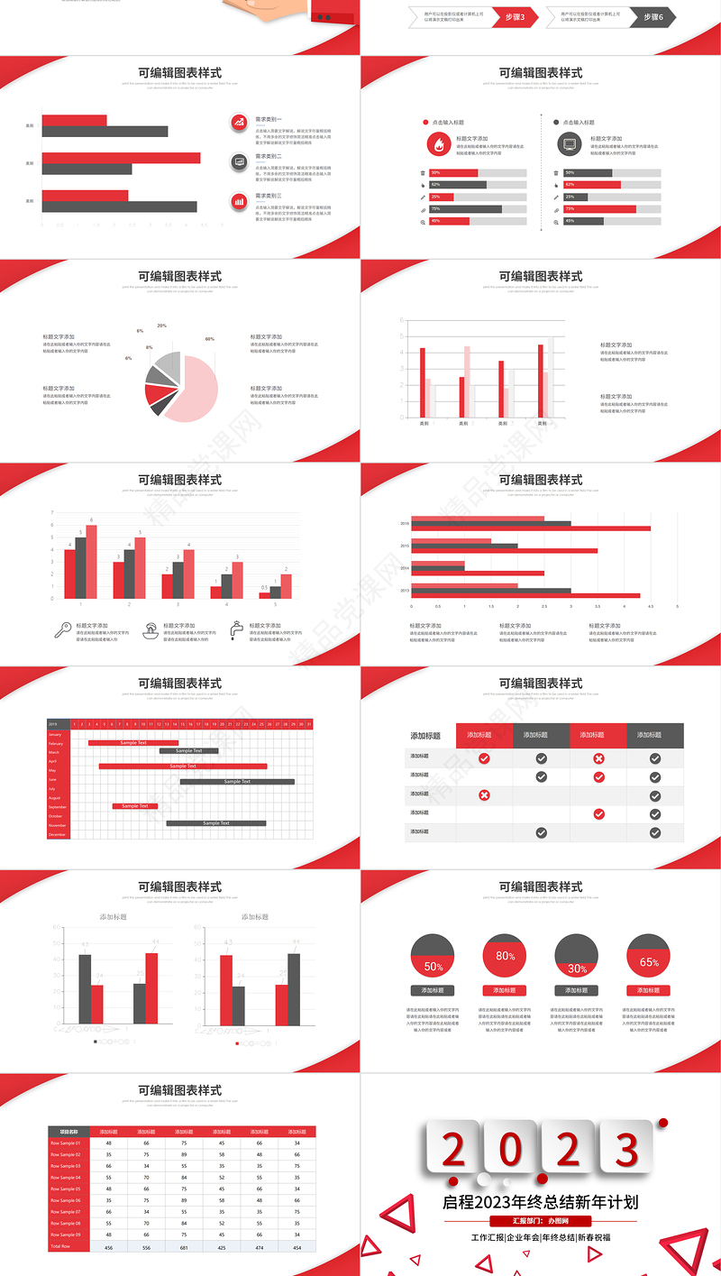 2023年终总结PPT简洁大气红色实用年终总结计划PPT课件