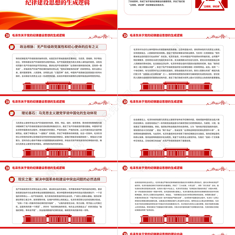 2024大气简洁毛泽东关于党的纪律建设思想的理论内涵及时代价值PPT下载