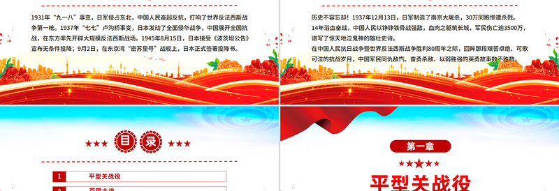 2025纪念抗战胜利80周年PPT抗战史上的著名战役课件