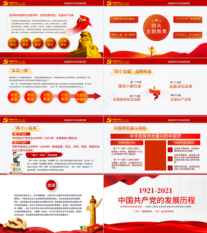 党政风极简风七一建党节建党100周年中国共产党简史授课专题党课PPT