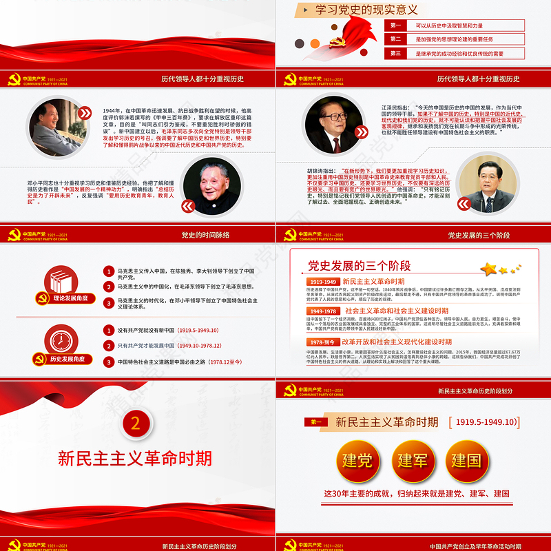 党政风极简风七一建党节建党100周年中国共产党简史授课专题党课PPT