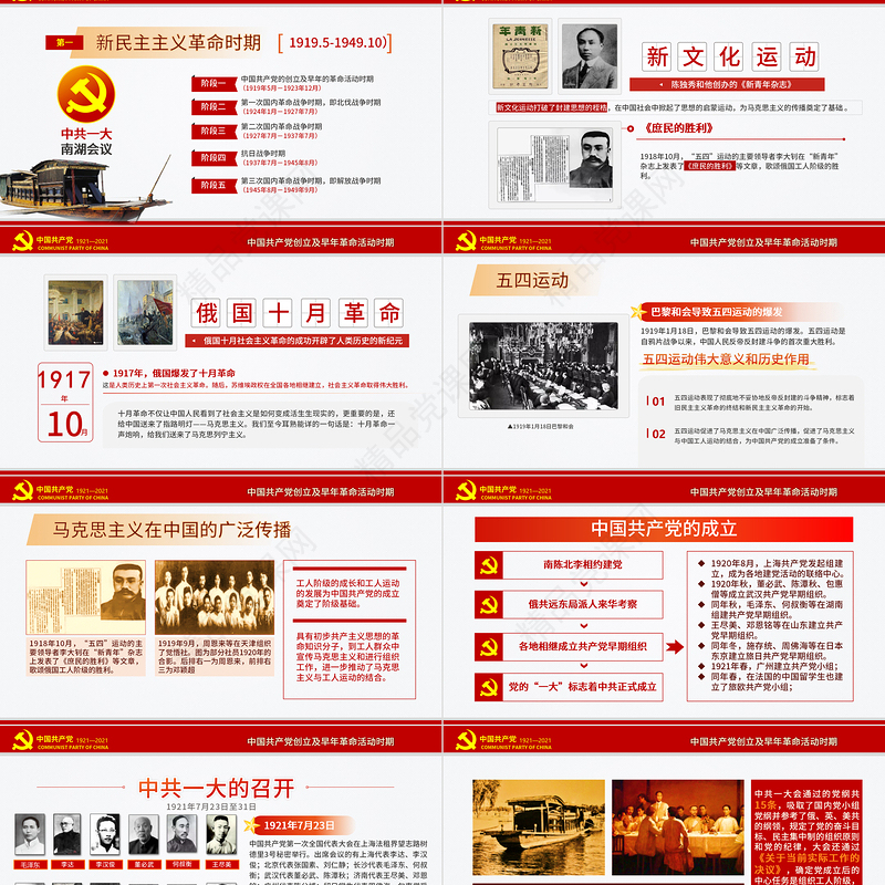 党政风极简风七一建党节建党100周年中国共产党简史授课专题党课PPT