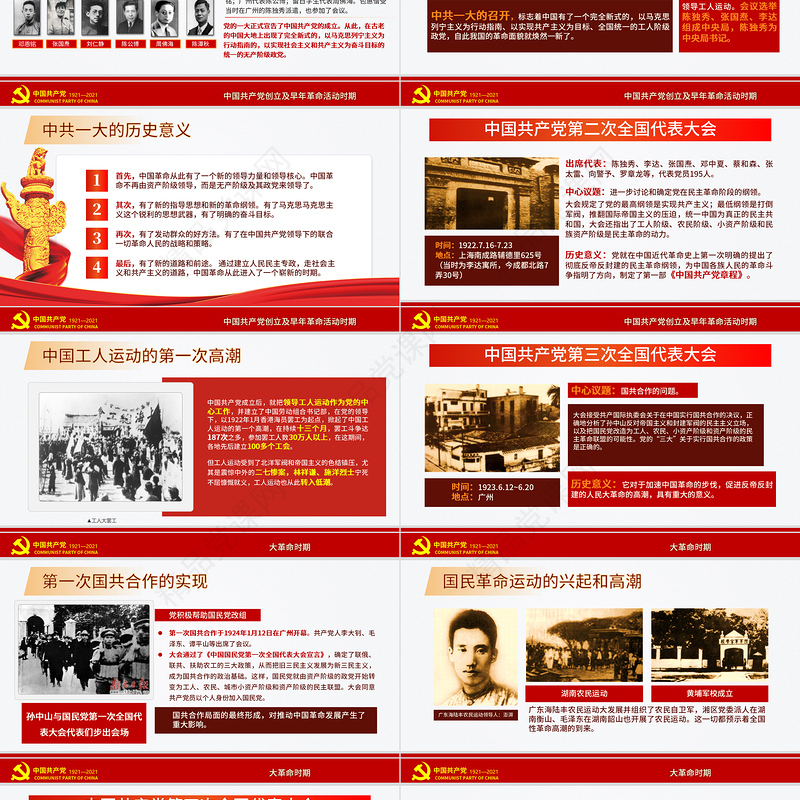 党政风极简风七一建党节建党100周年中国共产党简史授课专题党课PPT