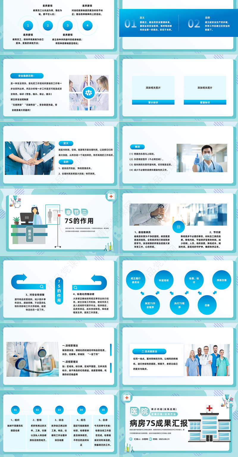 2024医疗风7S病房成果汇报PPT简约风7S病房成果汇报课件下载