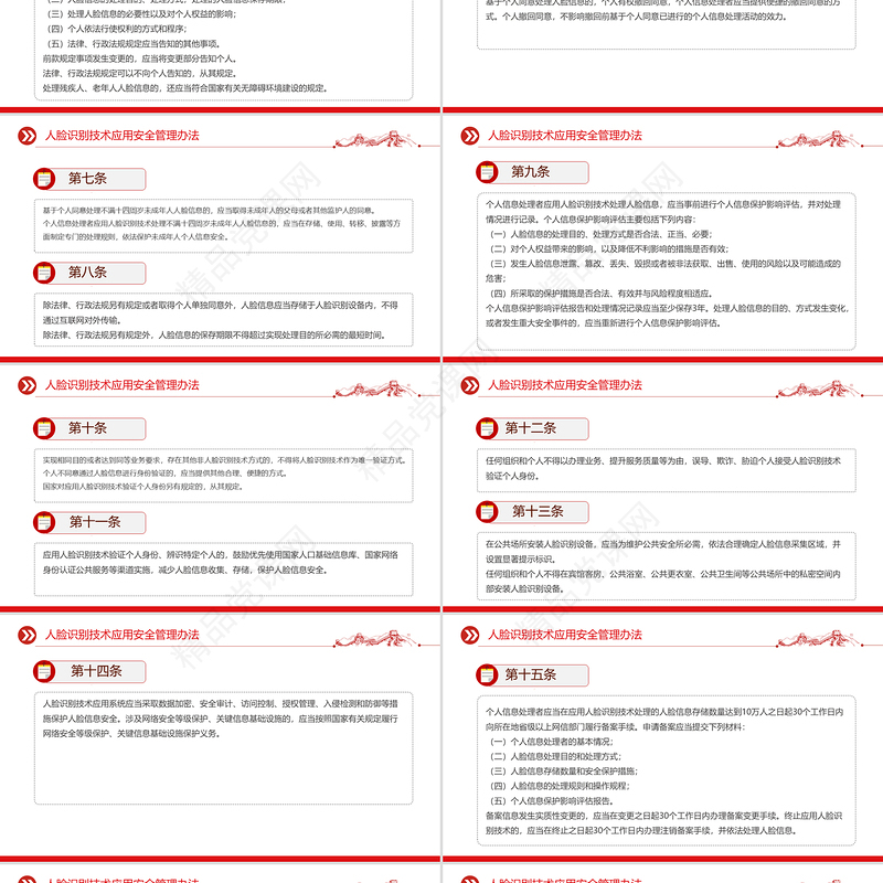 红色精美《人脸识别技术应用安全管理办法》PPT课件