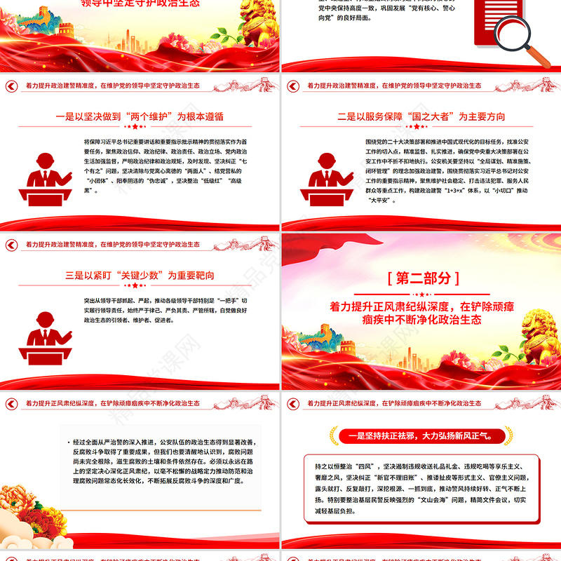 党政风营造良好政治生态PPT公安机关党风廉政建设课件下载