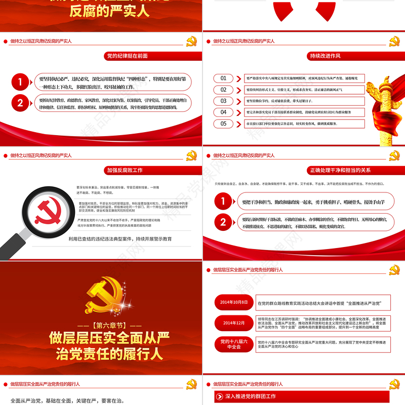 党委（党组）强化政治机关意识走好第一方阵落实全面从严治党主体责任规定专题党课PPT模板