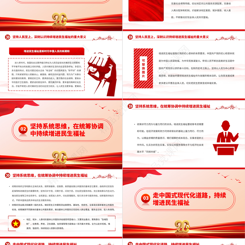 2023在推进中国式现代化中持续增进民生福祉PPT大气精美风党员干部学习教育专题党课课件