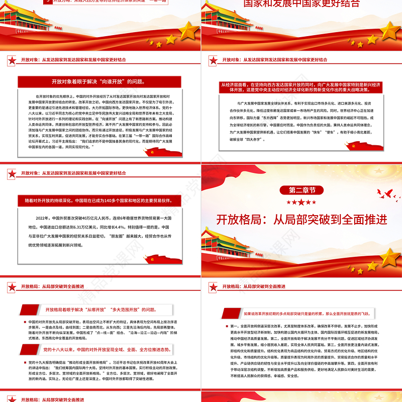 精美风深入学习我国对外开放的五大历史性转变PPT专题党课课件模板