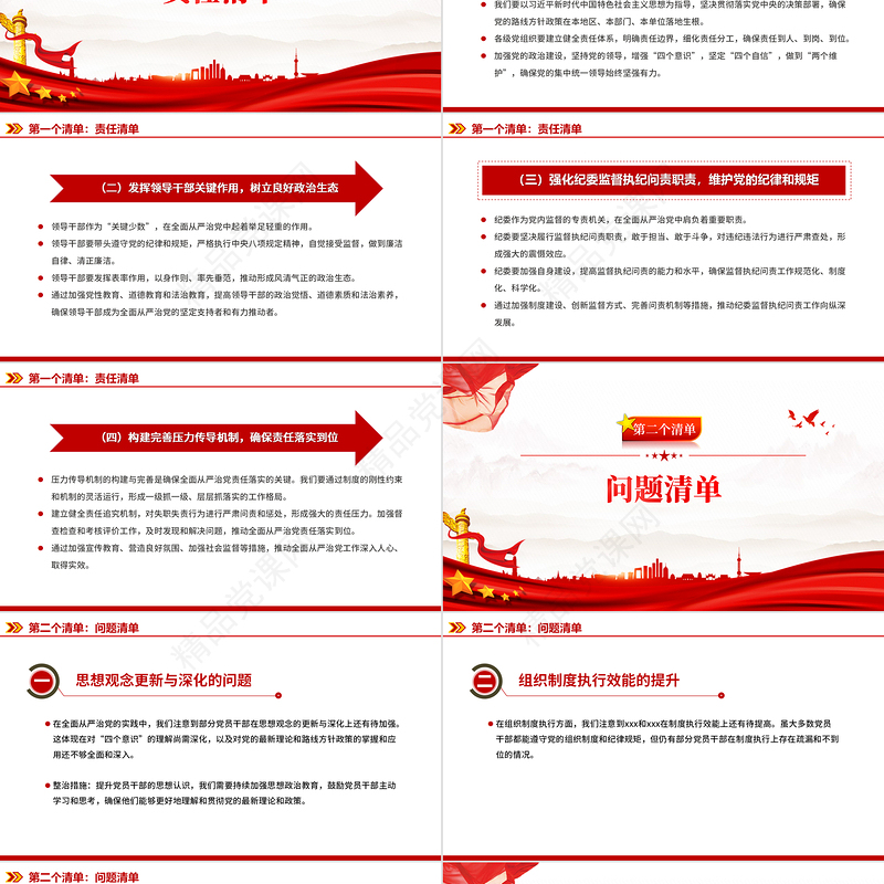 2024全面从严治党的“三个清单”PPT大气精美党员干部学习党课下载