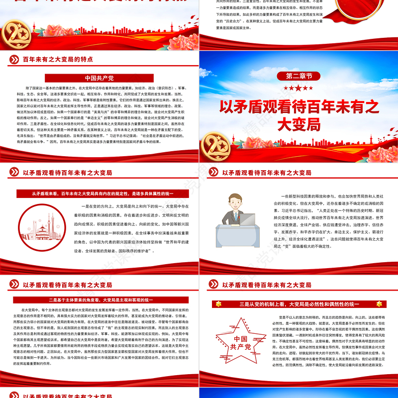 2022以哲学观点认识百年未有之大变局PPT红色大气党政风党员干部学习教育专题党课