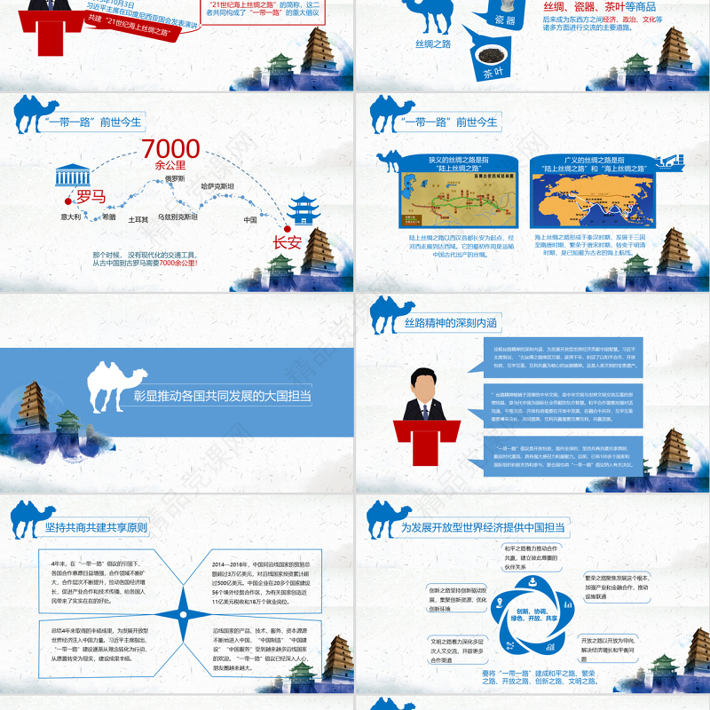 七一建党节一带一路教育学习类党建通用PPT模板