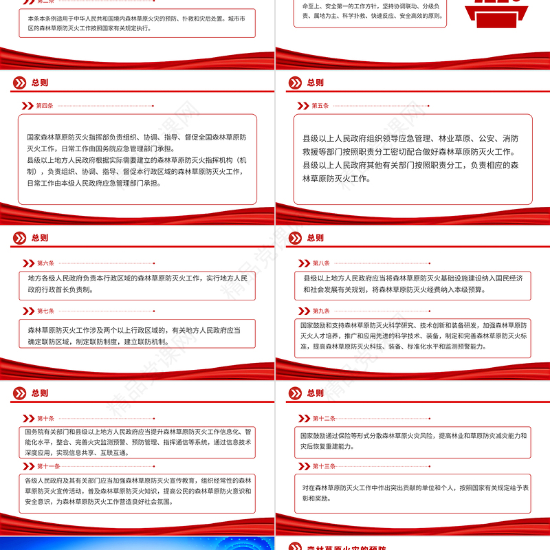 红色精美《森林草原防灭火条例》PPT法律法规课件