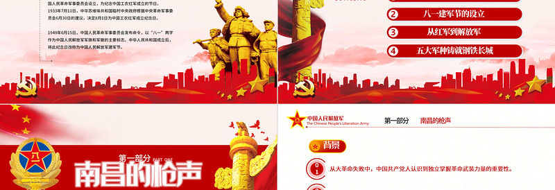 年纪念八一建军节国防教育八一知识解放军部队知识PPT模板