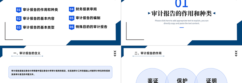 2022审计报告PPT简约商务风审计报告企业培训模板课件