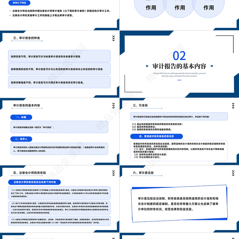 2022审计报告PPT简约商务风审计报告企业培训模板课件