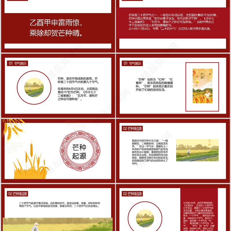 中国传统二十四节气之芒种PPT模板