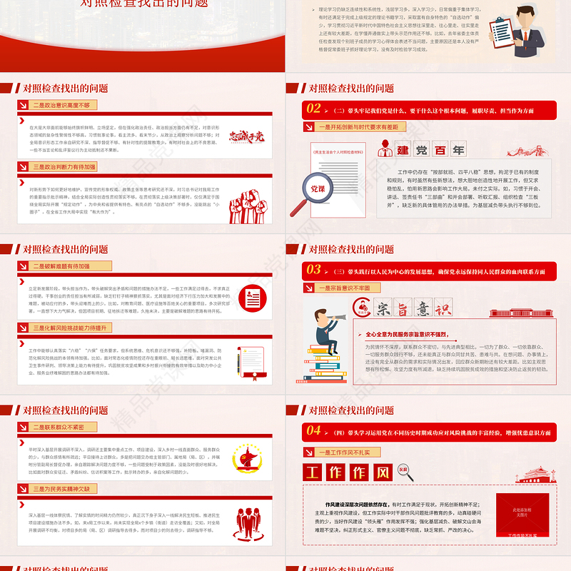 书记党史学习教育专题民主生活会个人对照检查材料PPT党政风精品党政部门党支部教育专题党课模板