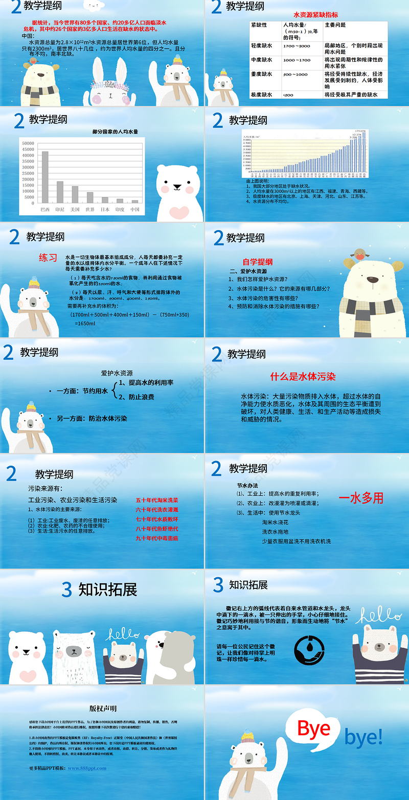 爱护水资源小学语文课件PPT模板