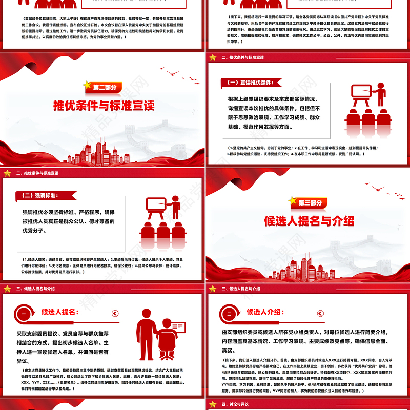 精美创意2024关于党员大会推优会议记录PPT下载