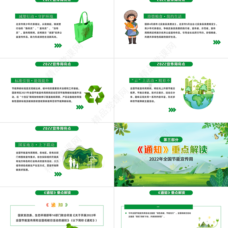 节能宣传周PPT小清新绿色低碳节能先行落实双碳行动共建美丽家园节能主题班会模板